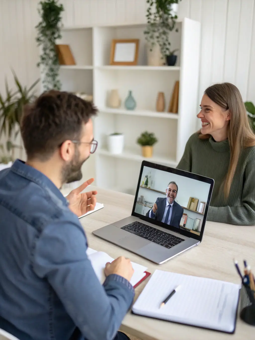 A client participating in an online coaching session via video call, receiving feedback and encouragement from their coach.